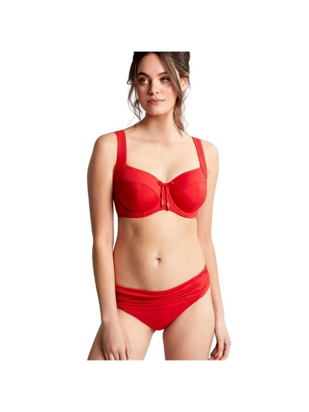 Panache Anya Riva Low Rise Gathered Bikini Bottom Small Red NWT